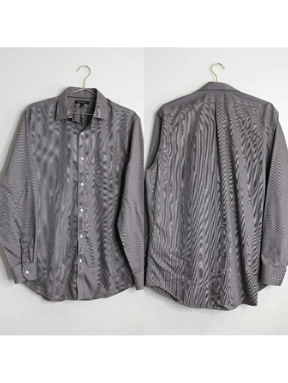 BR Non-Iron Classic Fit Silver Gray Long Sleeve Button Down - Large